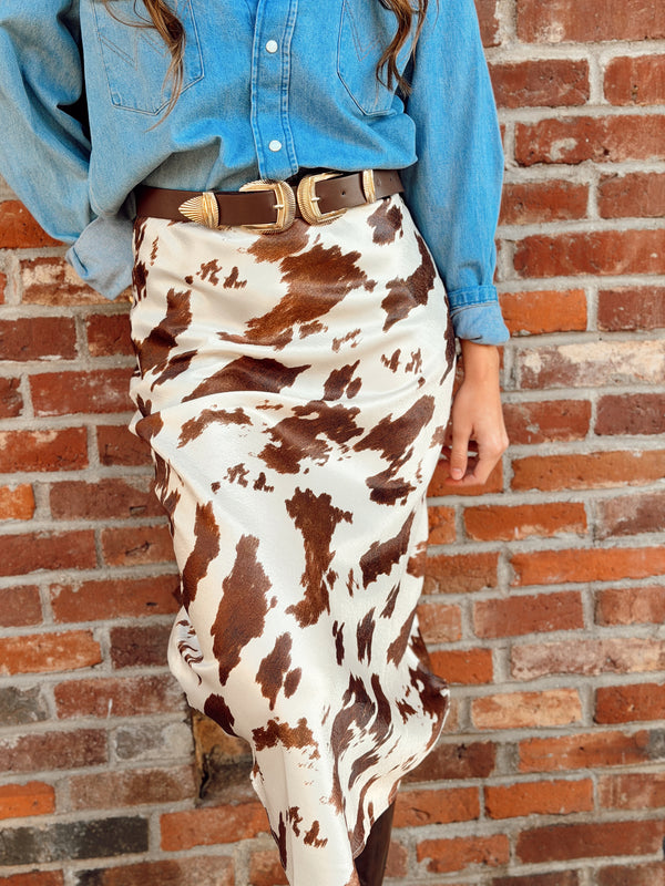 Ella Cowhide Skirt